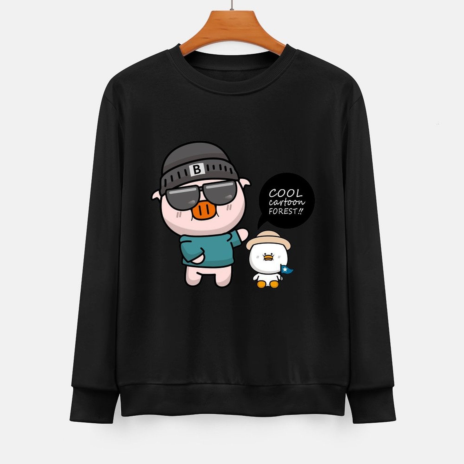 Front Patterned Long Sleeve TopMidweight Crisp Print